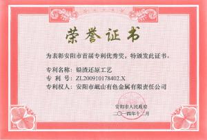 安阳市首届专利优 秀奖